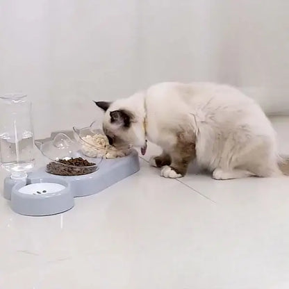 gamelle chat surélevée ergonomique gris double bol distributeur eau