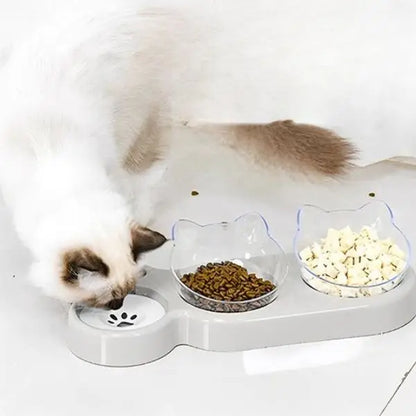 gamelle chat surélevée ergonomique gris double bol distributeur eau