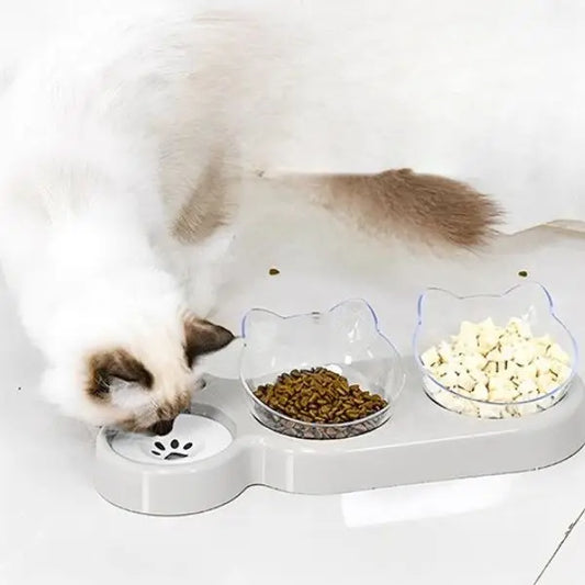 gamelle chat surélevée ergonomique gris double bol distributeur eau