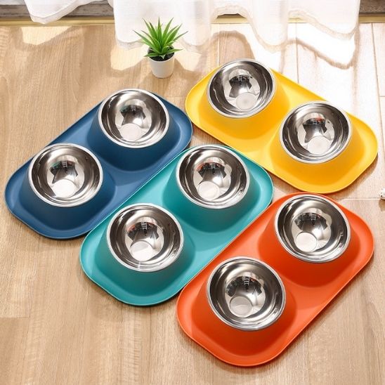 gamelle chat inclinée deux bols inox amovibles couleurs