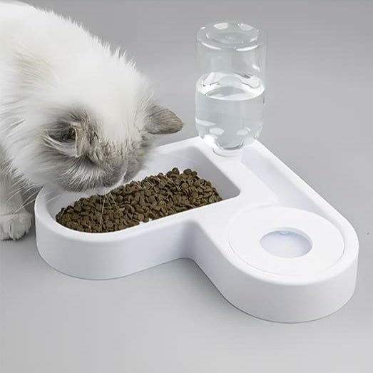gamelle chat tout-en-un plastique blanc