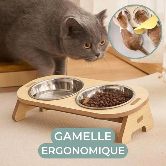 gamelle chat surélevée bois