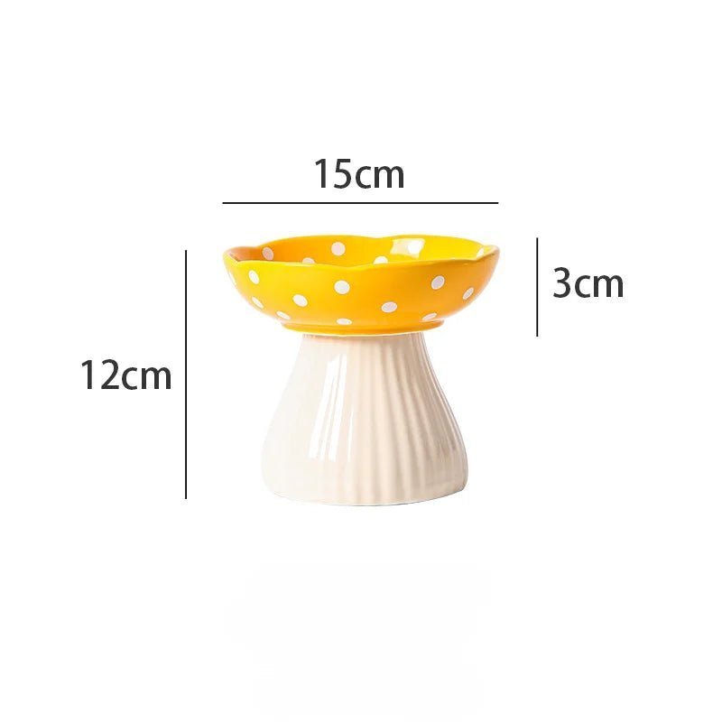 gamelle chat surélevée forme champignon jaune dimensions