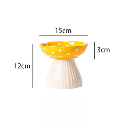 gamelle chat surélevée forme champignon jaune dimensions