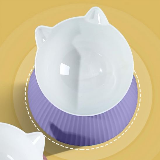 gamelle chat surélevée plastique violet blanc stable
