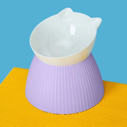 gamelle chat surélevée plastique violet blanc
