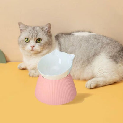 gamelle chat surélevée plastique rose blanc