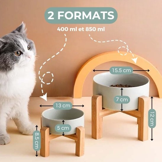 gamelle chat surélevée formats