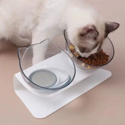 gamelle chat surélevée double bol plastique blanc