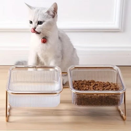 gamelle-chat-transparente-bol-double-plastique-métal