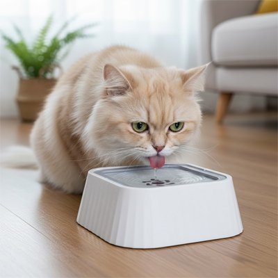Gamelle eau pour chat blanche ergonomique