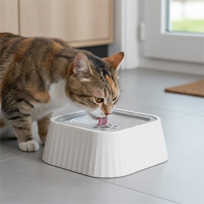 Gamelle eau pour chat avec design anti-éclaboussures