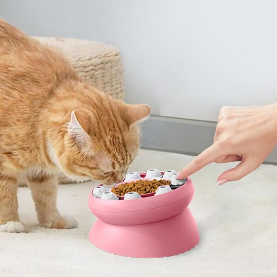 gamelle pour chat anti glouton interactive rose