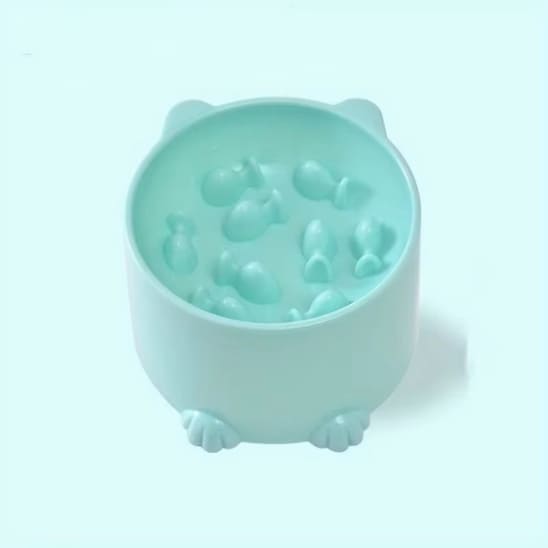 gamelle pour chat anti glouton surélevée vert