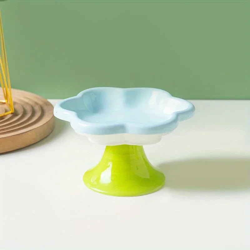 gamelle pour chat surélevée couleur bleu céramique