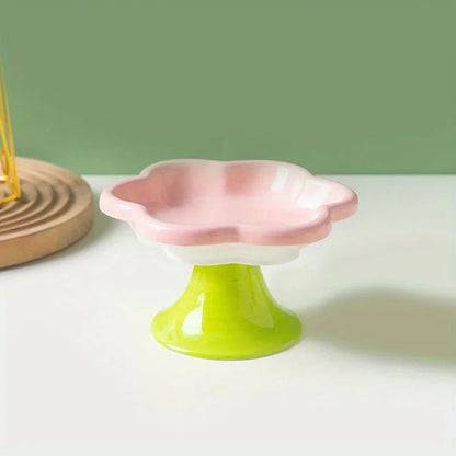 gamelle pour chat surélevée couleur rose céramique
