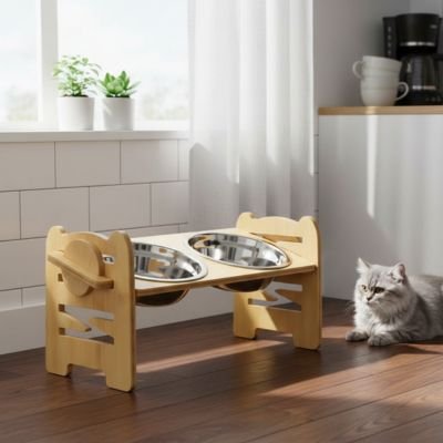 gamelle surélevée pour chat réglable en hauteur pour meilleure posture