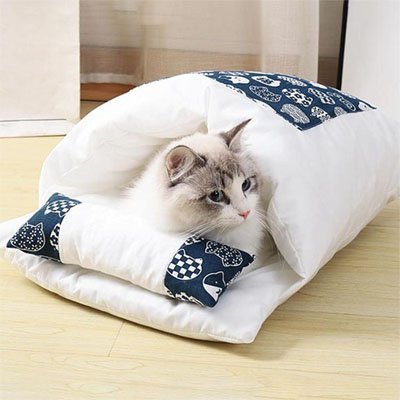 Lit pour chat ergonomique sac de couchage oreiller déhoussable