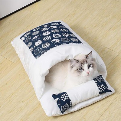 Lit pour chat ergonomique sac de couchage oreiller déhoussable