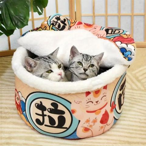 maison chat bol ramen coussin amovible antidérapante multifonction