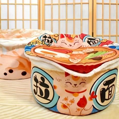 maison chat bol ramen coussin amovible antidérapante multifonction