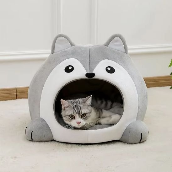 Maison chat grotte forme loup niche intérieure
