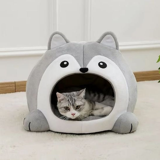 Maison chat grotte forme loup niche intérieure