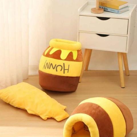 maison chat design pot de miel coussin amovible