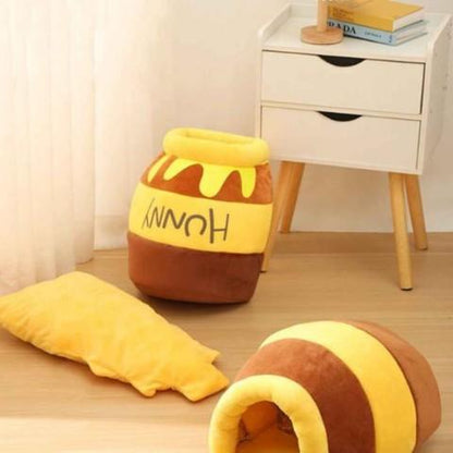 maison chat design pot de miel coussin amovible