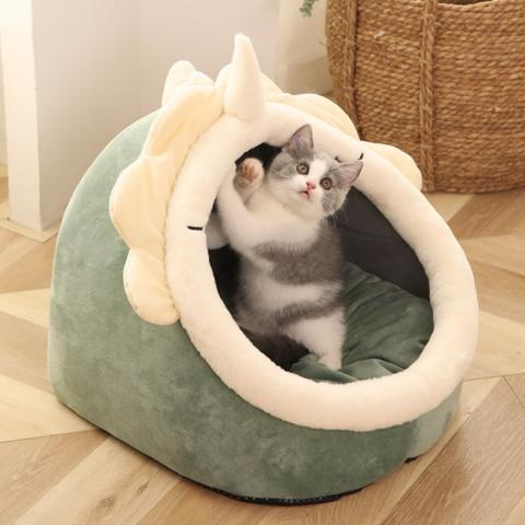 maison pour chat niche intérieure dinosaure semi-fermée jeu sommeil