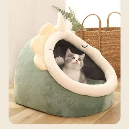 maison pour chat niche intérieure dinosaure semi-fermée jeu sommeil