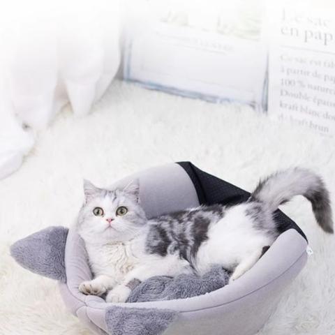 Maison chat design tête de chat antidérapante lavable pliable
