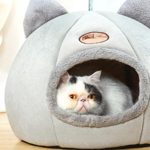 Maison chat design tête de chat antidérapante lavable pliable