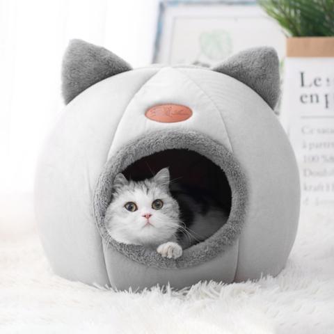 Maison chat design tête de chat antidérapante lavable pliable