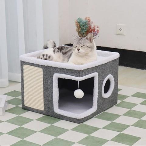 maisons pour chats multi-niveaux pliable griffoir balle jeux
