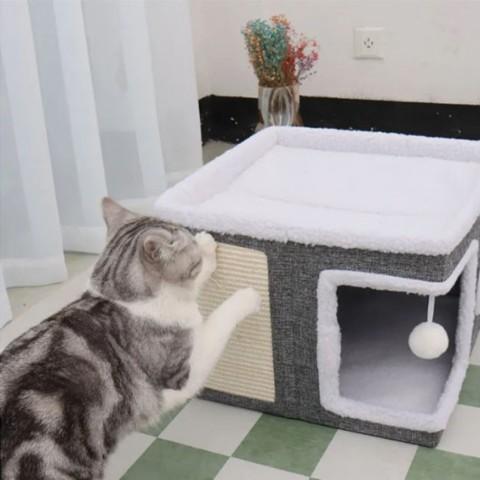 maisons pour chats multi-niveaux pliable griffoir balle jeux