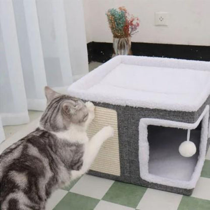 maisons pour chats multi-niveaux pliable griffoir balle jeux