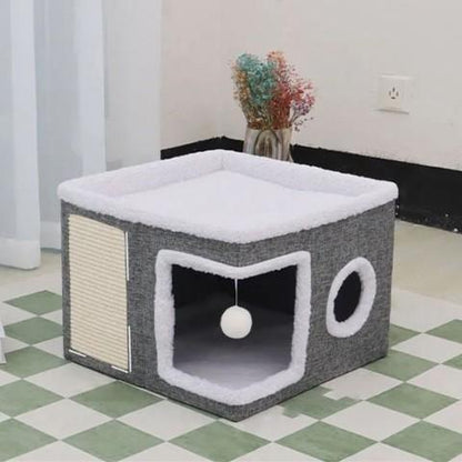 maisons pour chats multi-niveaux pliable griffoir balle jeux