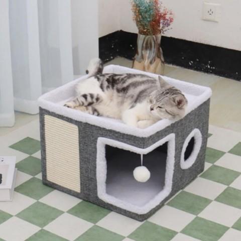 maisons pour chats multi-niveaux pliable griffoir balle jeux