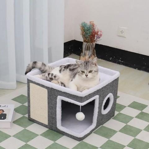maisons pour chats multi-niveaux pliable griffoir balle jeux