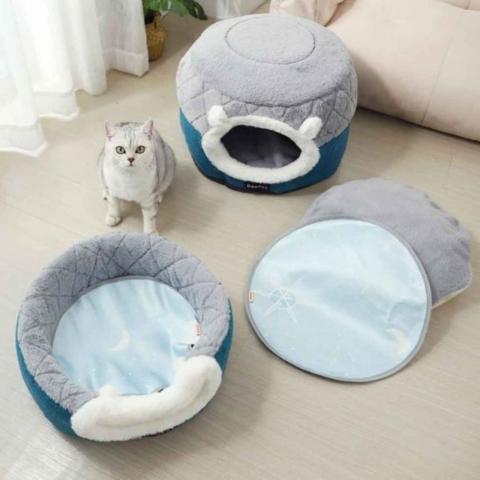 Panier chat bulle de bonheur transformable maison coussin