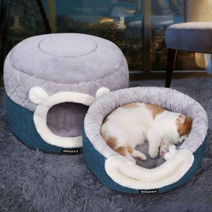 Panier chat bulle de bonheur transformable maison coussin