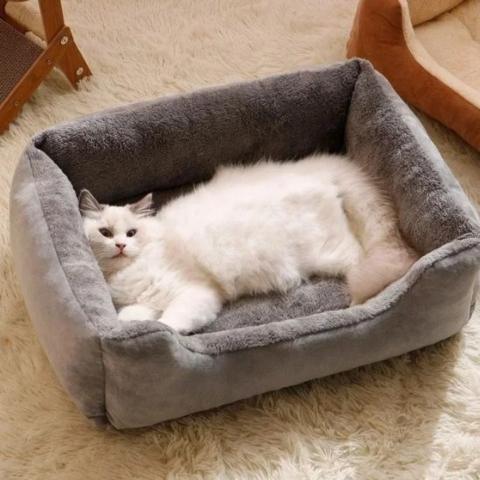 Panier chat câlin parfait suède fausse fourrure gris 