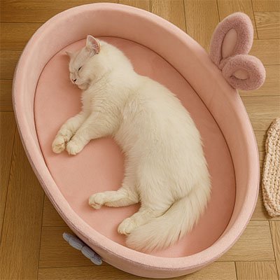 Panier chat lit pour chat confort coussin rose velours doux