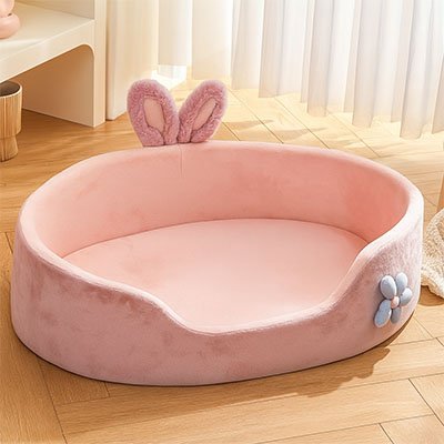 Panier chat lit pour chat confort coussin rose velours doux