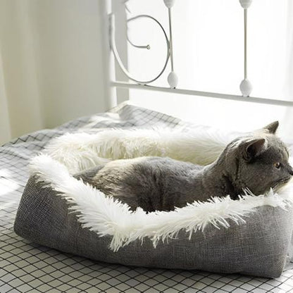 Panier chat trésor caché transformable coussin tapis peluche