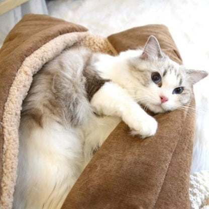 panier pour chat cocon multifonction pliable lit doux peluche