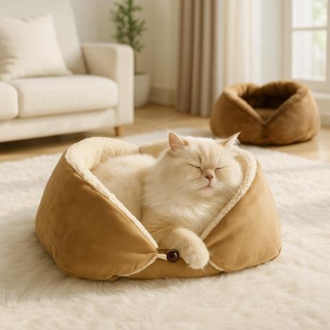 panier pour chat multifonction pliable lit doux peluche