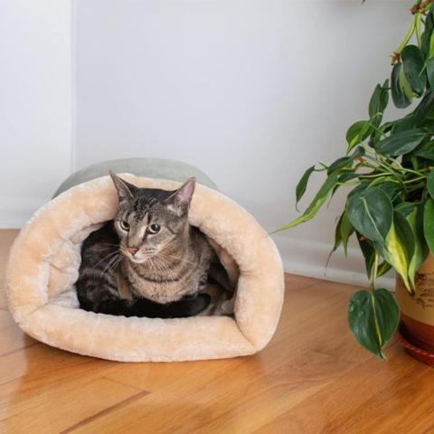 Panier pour chat cocooning sac couchage suédine fausse fourrure