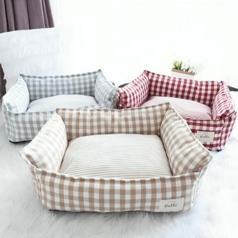 Panier pour chat vichy moelleux ergonomique antidérapant